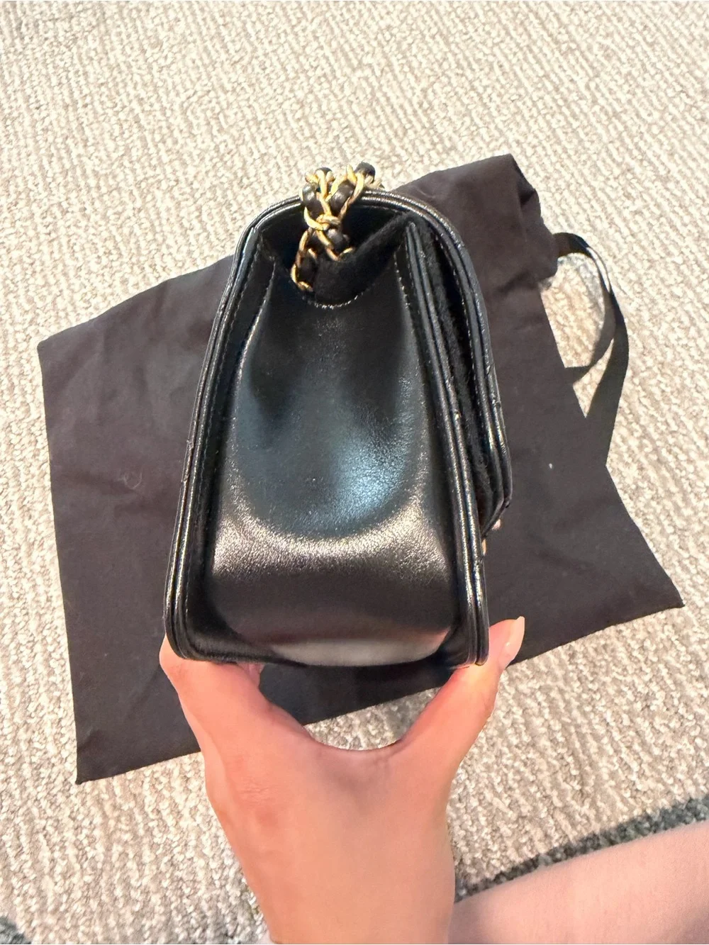 CHANEL Small Flap Bag in Shiny Calfskin & Gold-Tone Metal